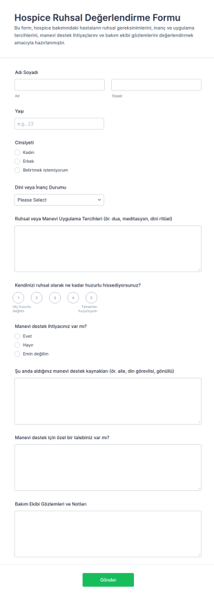 Hizmet İstem Form Şablonu