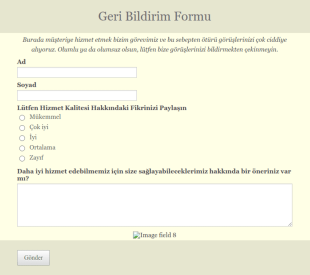 Hizmet Kalitesi Geri Bildirim Form Şablonu