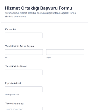 Hizmet Ortaklığı Başvuru Form Şablonu