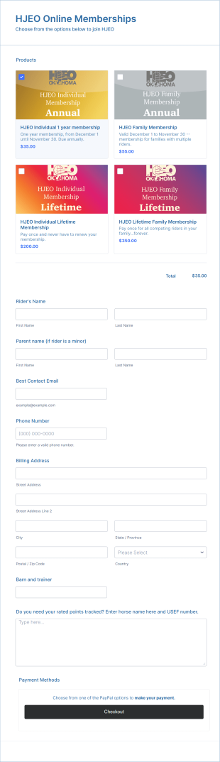 Equestrian Club Membership Form Template