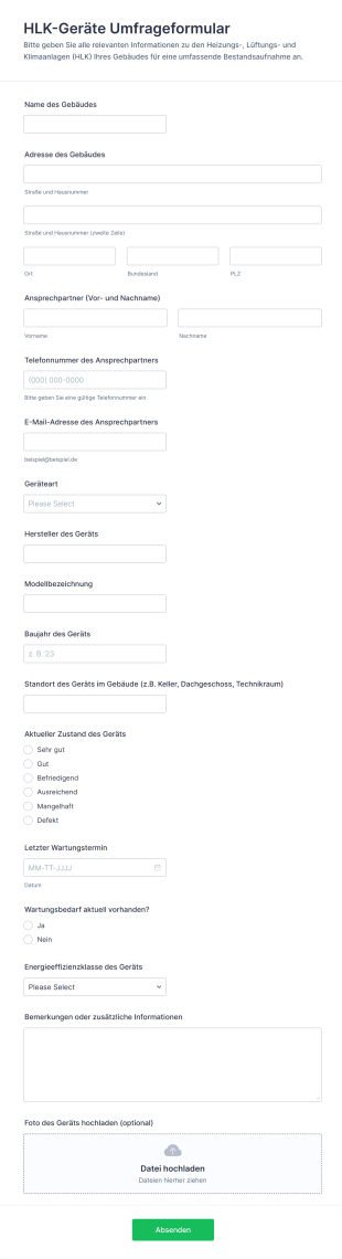 HLK Geräte Umfrageformular