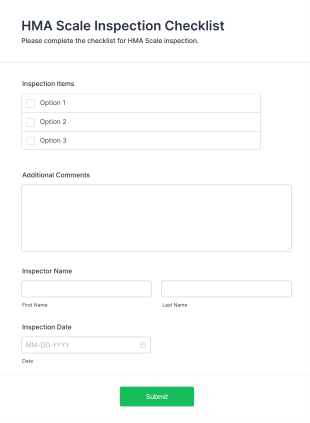 HMA Scale Inspection Checklist Form Template