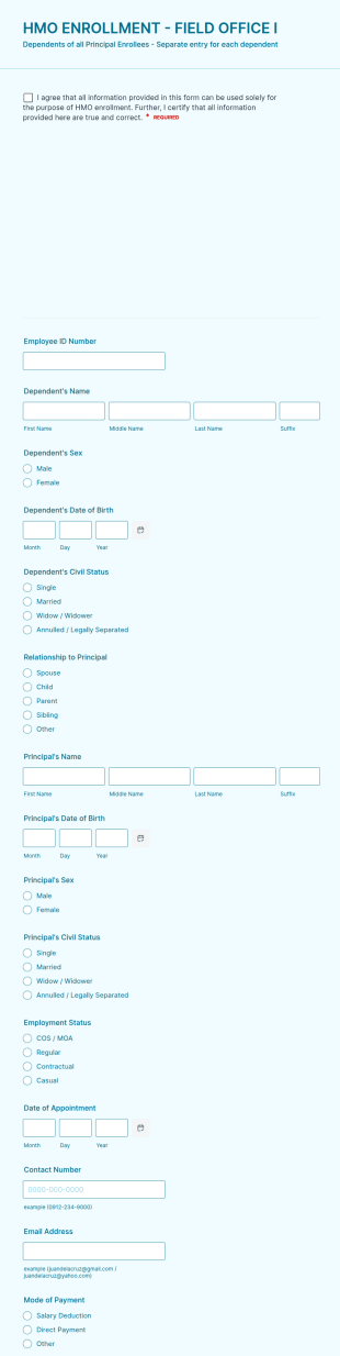 HMO Enrollment Form Template