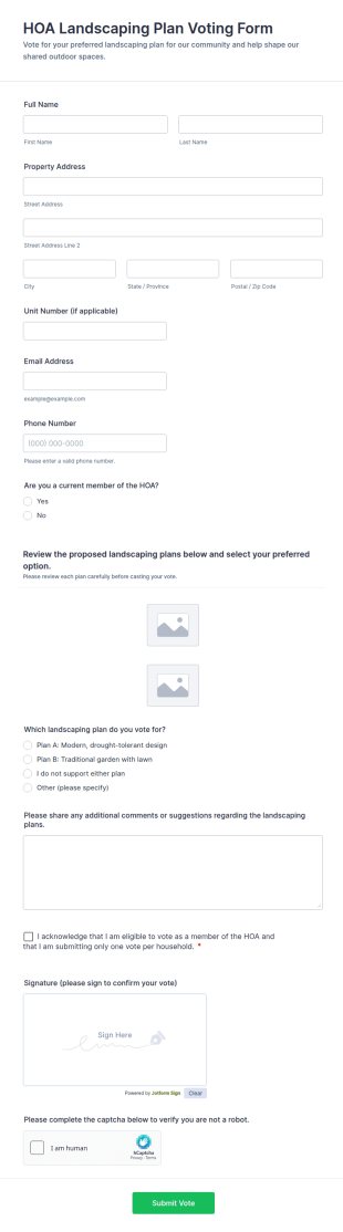 HOA Landscaping Plan Voting Form Template