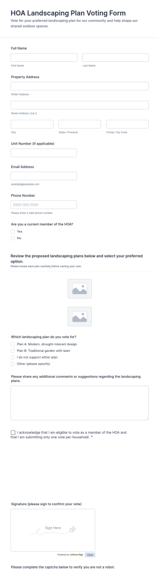HOA Landscaping Plan Voting Form Template