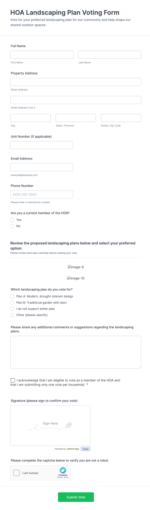 HOA Landscaping Plan Voting Form Template