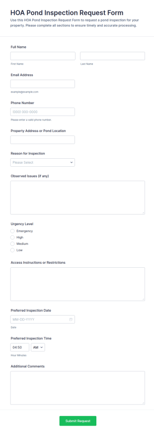 HOA Pond Inspection Request Form Template