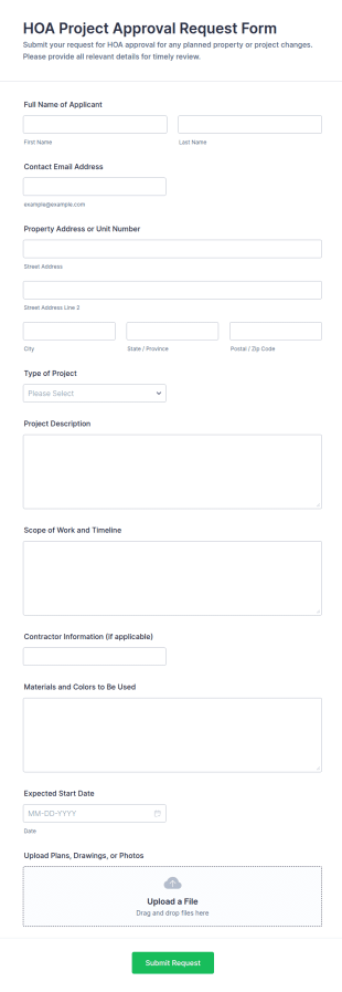 HOA Project Approval Request Form Template