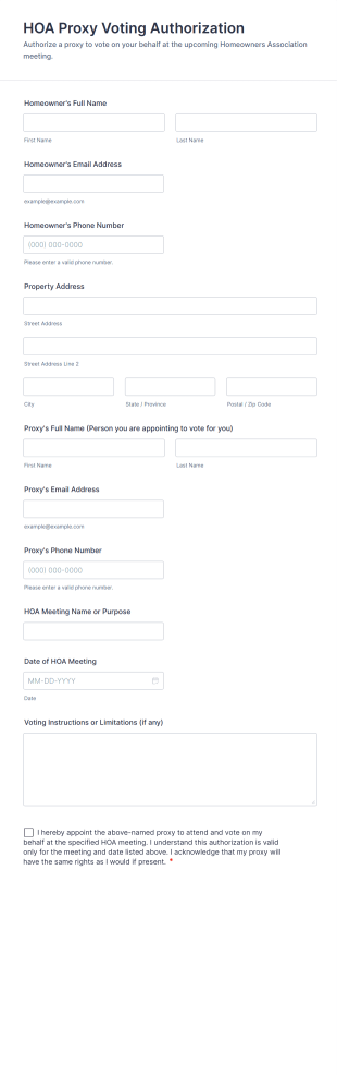 HOA Proxy Voting Authorization Form Template