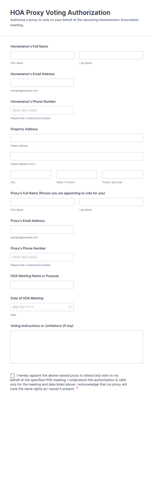 HOA Proxy Voting Authorization Form Template