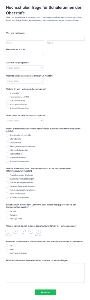 Hochschulumfrage Für Schüler:innen Der Oberstufe