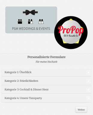 Hochzeit DJ Planungsformular