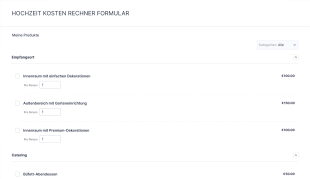 Hochzeit Kosten Rechner Formular