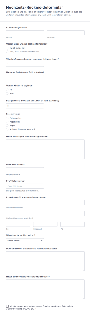 Hochzeits Rückmeldeformular