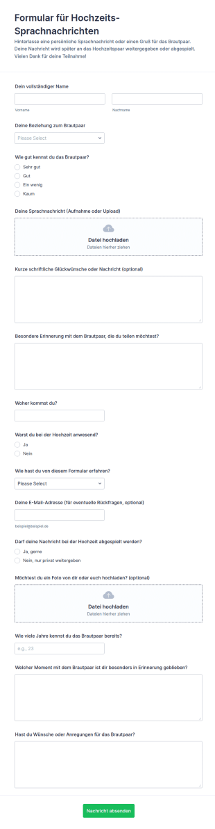 Hochzeits Voicemail Nachrichtenerfassung
