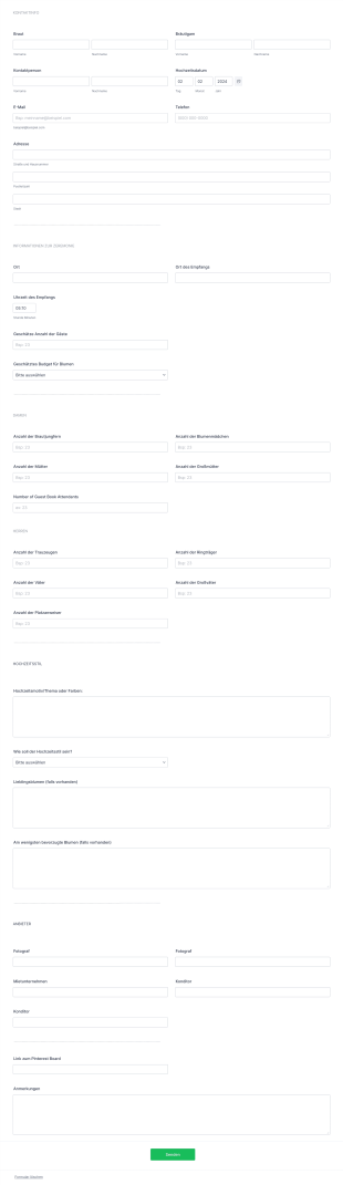 Hochzeitsberatungsformular Form Template