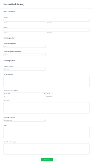 Hochzeitseinladungsformular Form Template