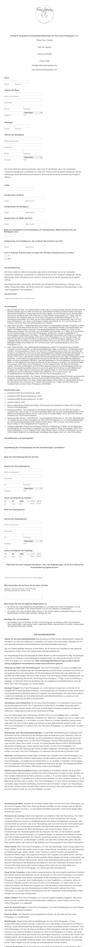 Hochzeitsfotografie Vertrag