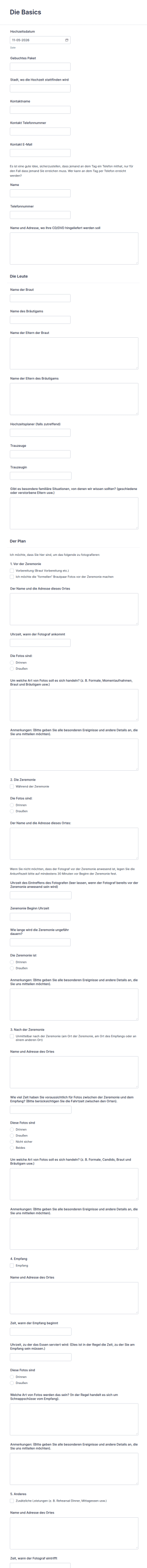 Hochzeitsfragebogen