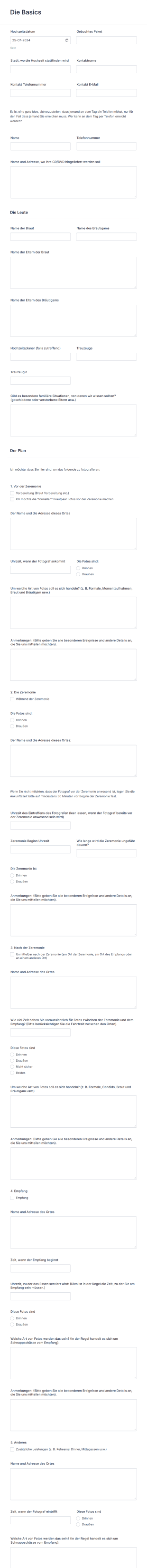 Hochzeitsfragebogen Form Template
