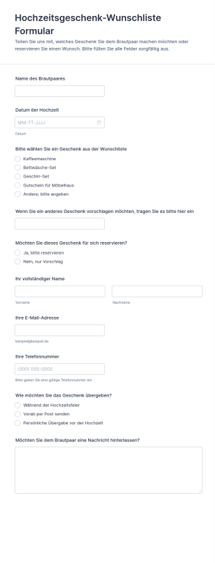 Hochzeitsgeschenke Wunschliste Umfrage 🎁💍✨