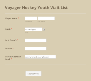 Hockey Youth Waitlist Application Form Template