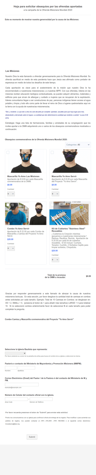 Formulario Para Solicitar Los Obsequios