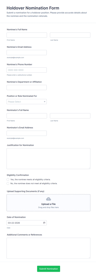 Holdover Nomination Form Template
