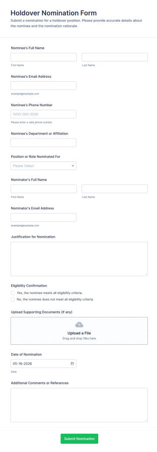 Holdover Nomination Form Template