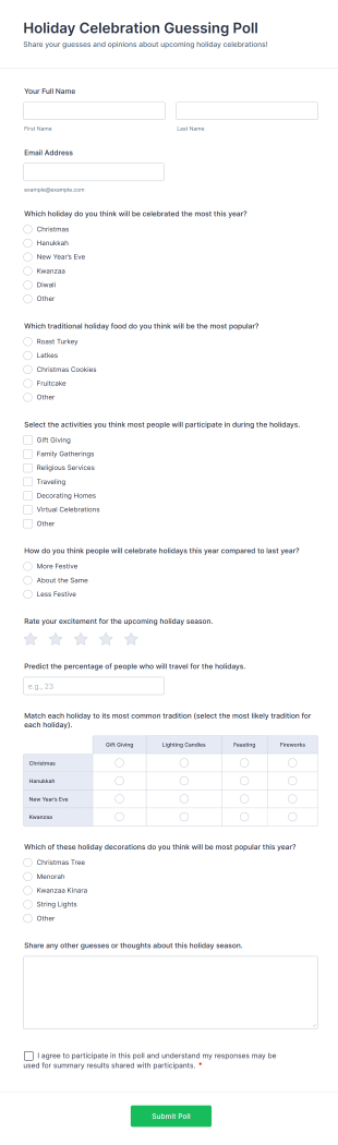 Holiday Celebration Guessing Poll Form Template