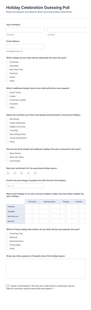 Holiday Celebration Guessing Poll Form Template