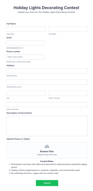 Holiday Lights Decorating Contest Form Template