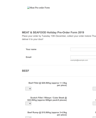 Meat And Seafood Pre Order Form Template