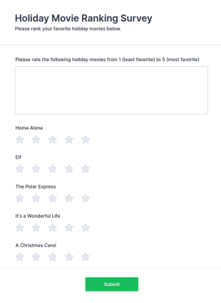 Holiday Movie Ranking Survey Form Template
