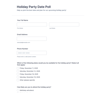 Holiday Party Date Poll Form Template