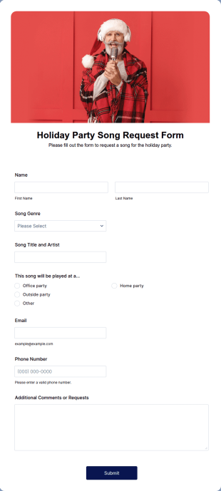 Holiday Party Song Request Form Template