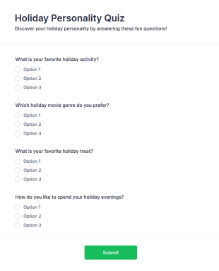 Holiday Personality Quiz Form Template