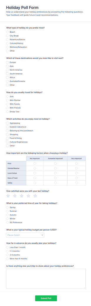 Holiday Poll Form Template