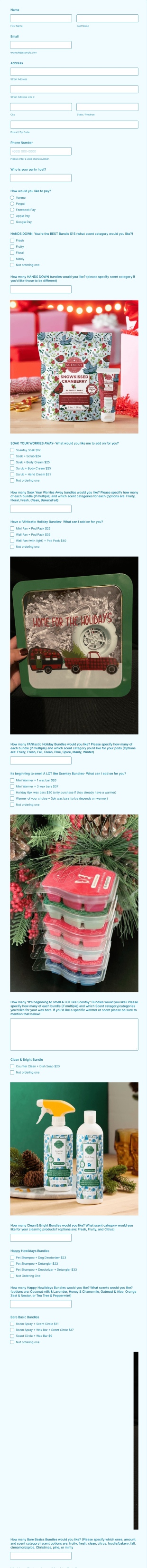 Holiday Bundle Order Form Template
