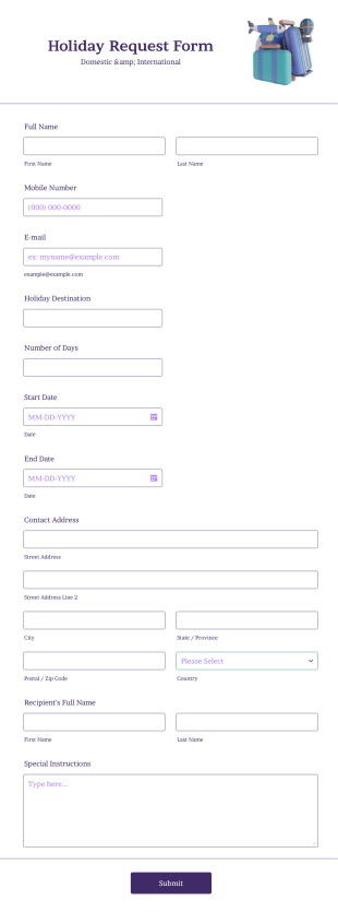 Holiday Request Form Template