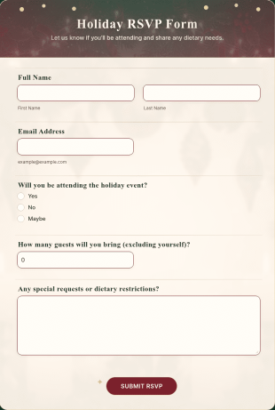 Holiday RSVP Form Template