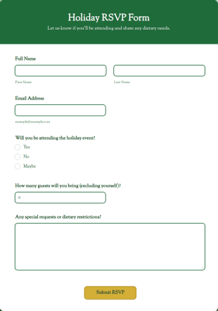 Holiday RSVP Form Template