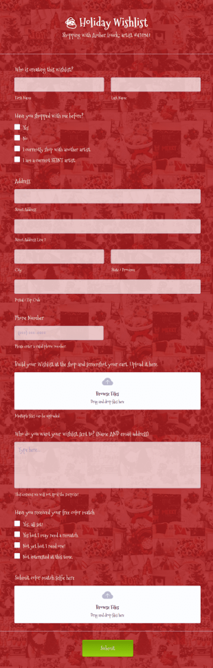 Holiday Wishlist Form Template