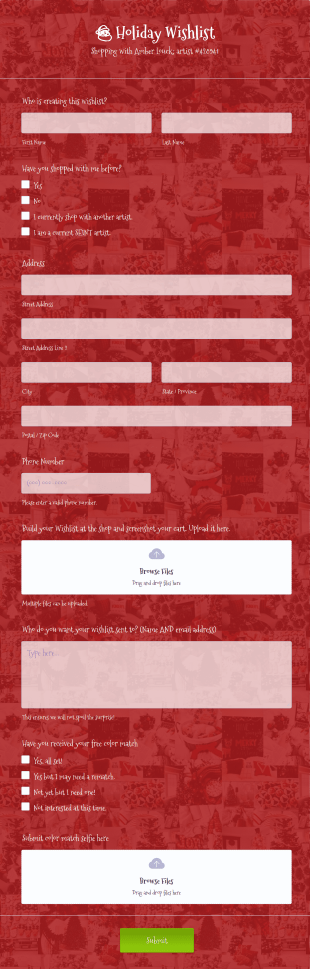 Holiday Wishlist Form Template