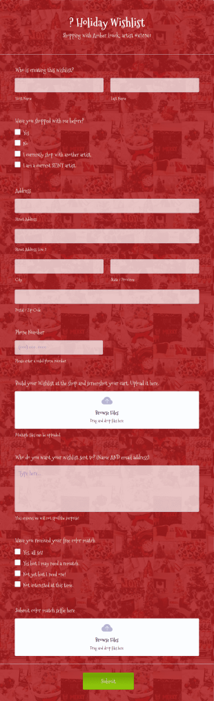 Holiday Wishlist Form Template