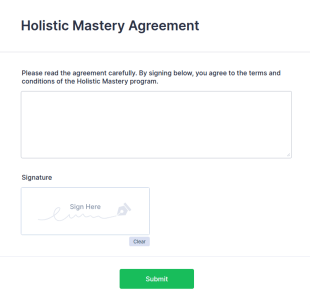 Holistic Mastery Agreement Form Template