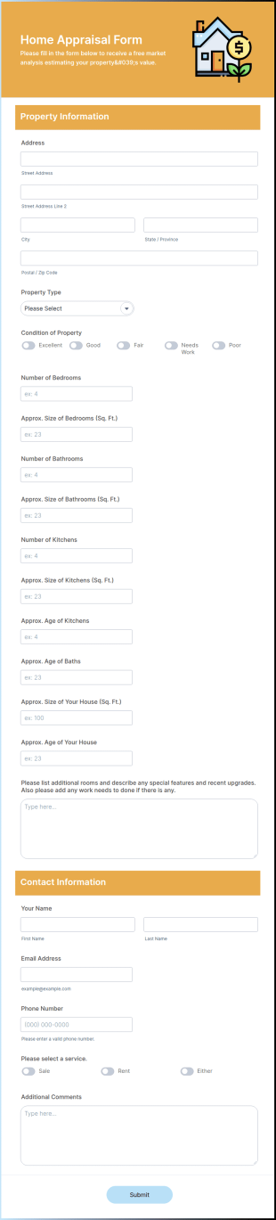 Home Appraisal Form Template