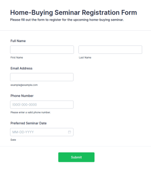 Home Buying Seminar Registration Form Template