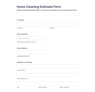 Home Cleaning Estimate Form Template