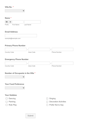 Home Contacts Database Form Template